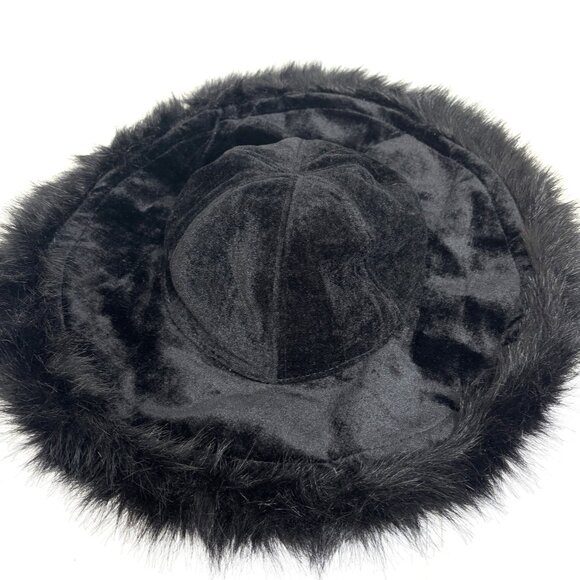 ELOPE 70’s Style Black Velvet Pimp Big Daddy w/ Fur trim Hat Vtg - Picture 3 of 12